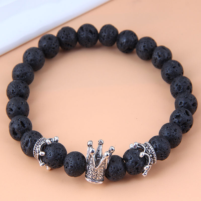 Geometric Alloy Owl Volcano Stone Bracelet