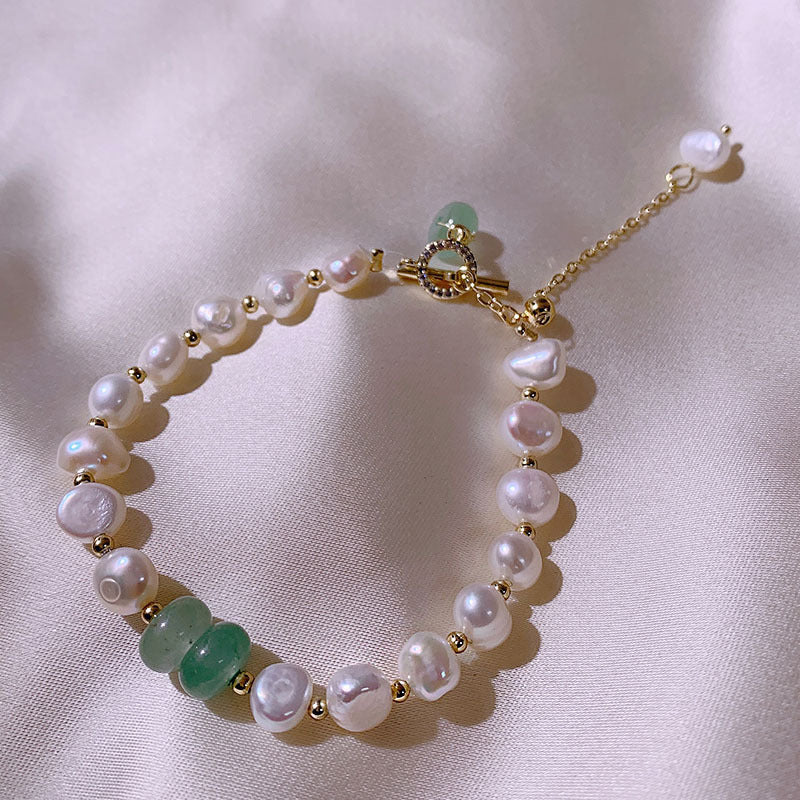 Elegant Baroque Freshwater Pearl and Gemstone Bracelet