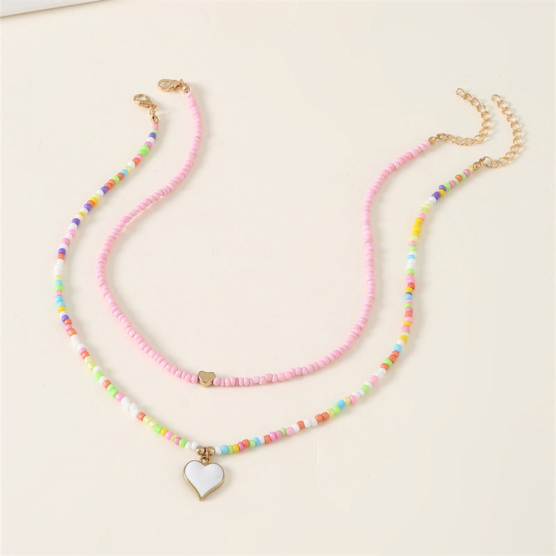 Cute Colorful Flower Beaded Girl's Necklace Set