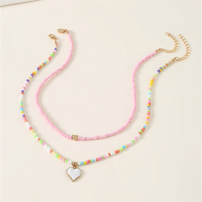 Cute Colorful Flower Beaded Girl's Necklace Set