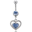 Fashion Rhinestone Heart Pendant Belly Ring