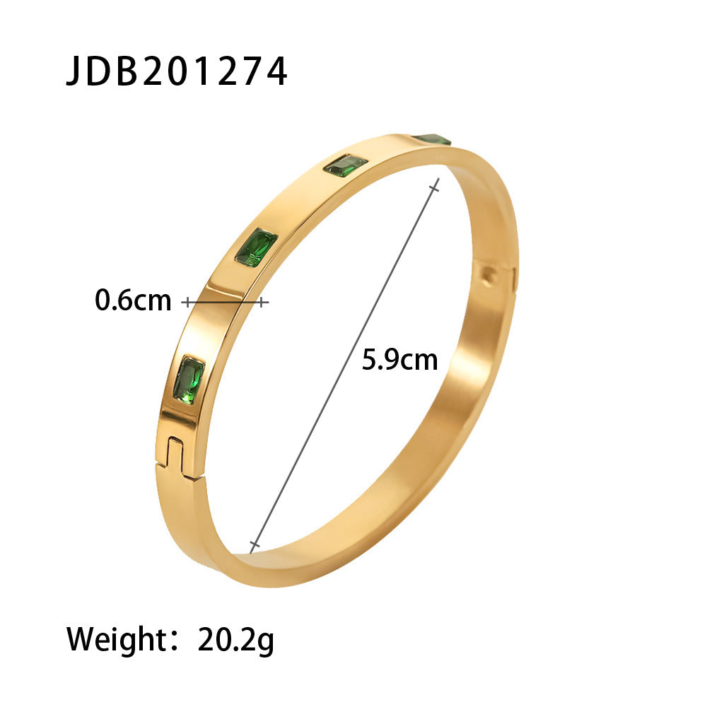 Simple Style Geometric Stainless Steel Bangle Plating Zircon Stainless Steel Bracelets