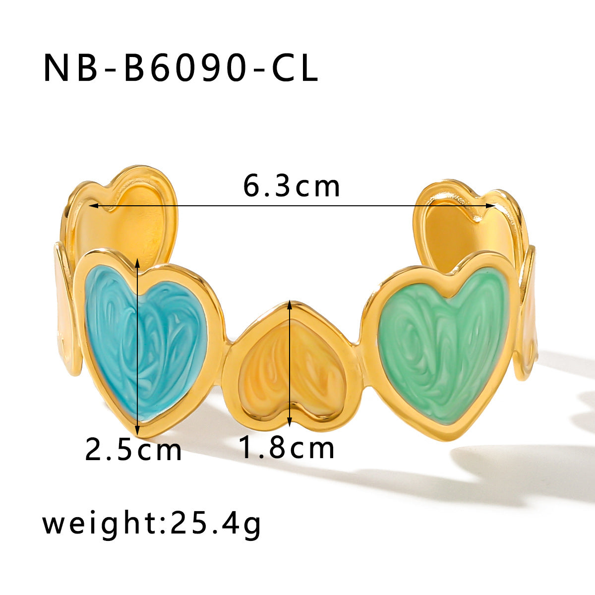 Classic Heart Cuff Bracelet - 18K Gold Plated Stainless Steel, Dripping Titanium Steel, Adjustable Luxury Design