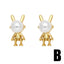 Modern Rabbit Flower Pearl Zircon 18K Gold Plated Stud Earrings