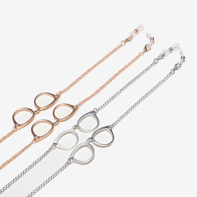 Simple Two-piece Glasses-shaped Fine Copper and Silver Chain Glasses Holder