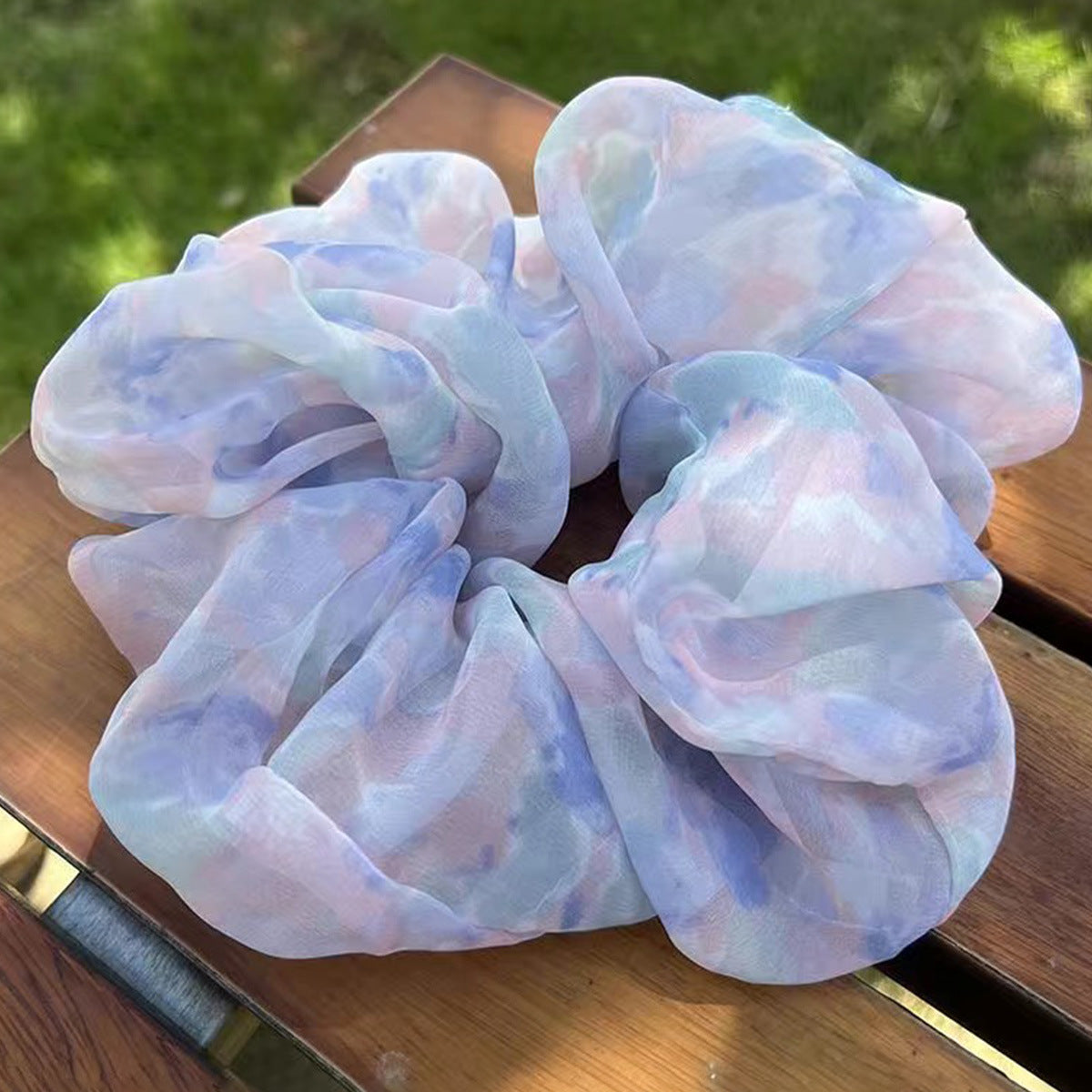 Floral Gauze & Tie-Dye Mesh Hair Scrunchie Set