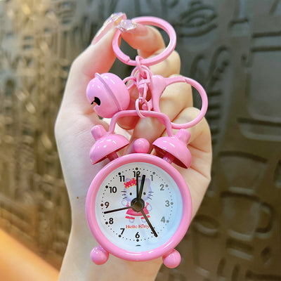 Cute Mini Alarm Clock Keychain - Iron Plated Cartoon Keyring for Bags and Gifts