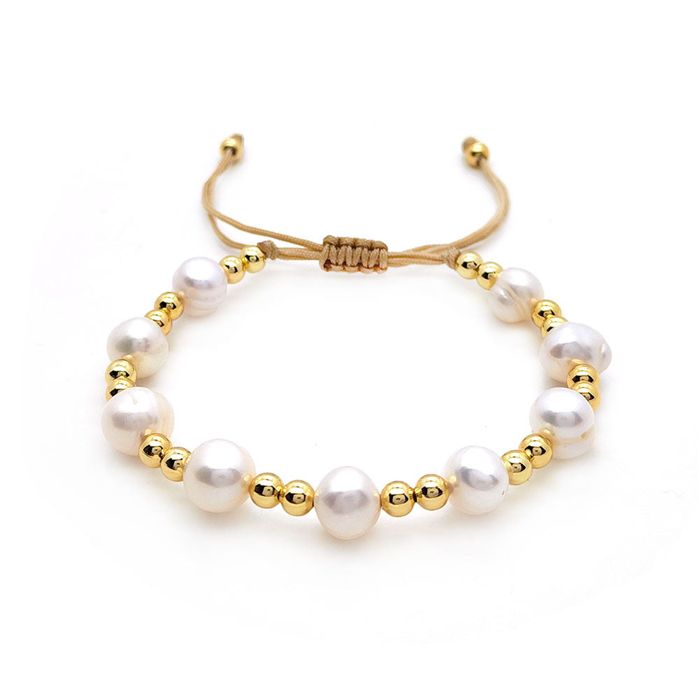 Bohemian Geometric Pearl Crystal Clay Copper Bracelets Set for Women