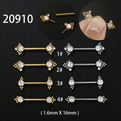 Geometric Zircon Inlay Stainless Steel Piercing Jewelry