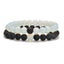 Unisex Natural Stone Lava Tiger Eye White Agate Beaded Bracelet Set