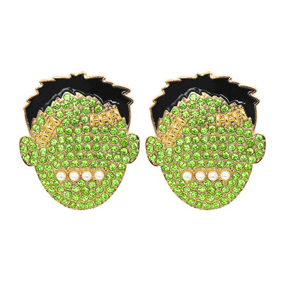 Cartoon Hulk Green Head Halloween Earrings - European and American Creative Jewelry