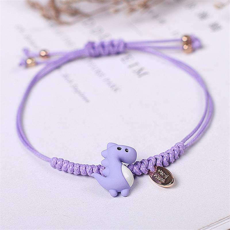 Simple Style Animal Alloy Rope Bracelet - Korean Couple Dinosaur Design, Hand-Woven Red Rope for Women and Students, Cute Gift