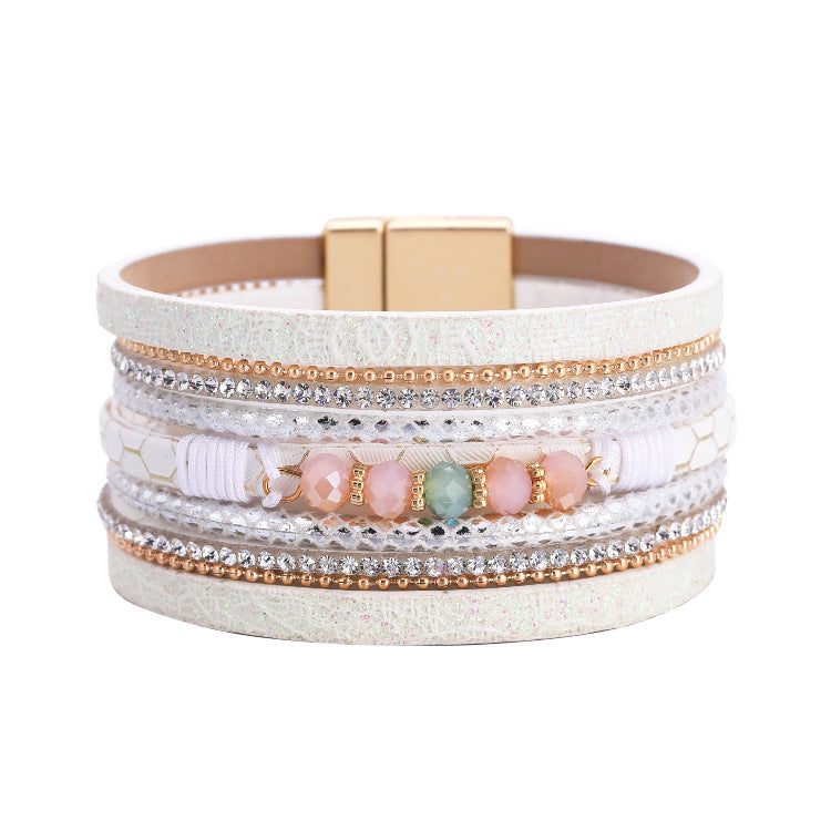 Bohemian Multi-Layer Crystal Bracelet - Ethnic Wide Edge Jewelry Accessory