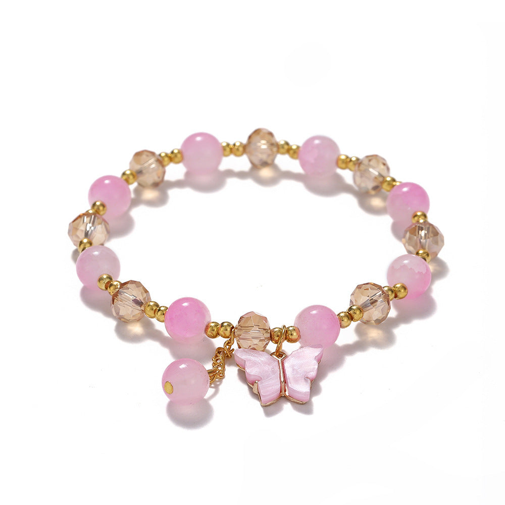 Cartoon Rhombus Butterfly Crystal Beaded Bracelet for Women and Kids