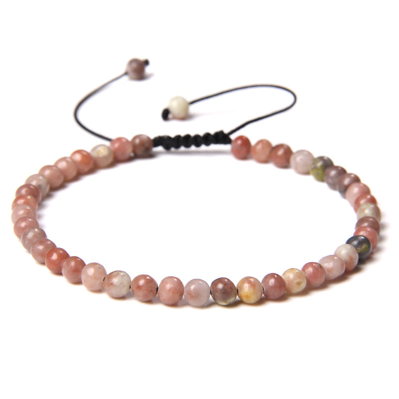 Natural Stone Beaded Bracelet with 4mm Agate Gemstone Beads