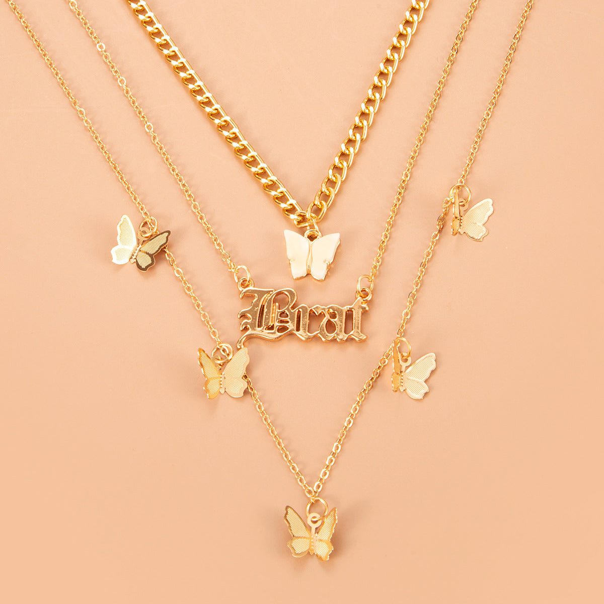 Wholesale Bohemian Multi-layer Butterfly Letters Pendant Necklace Nihaojewelry