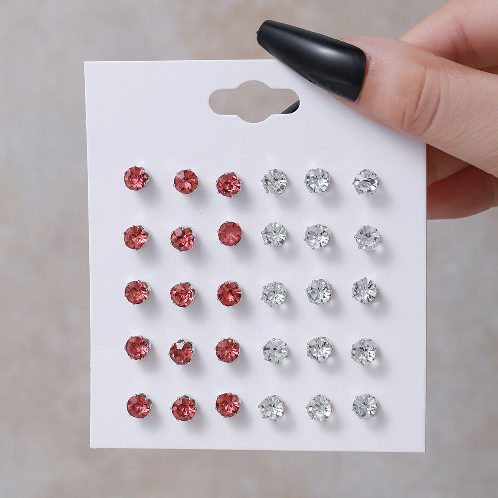 Fashion Zircon Octopus Stud Earrings Set - 12 Pairs Trendy Minimalist Jewelry for Women