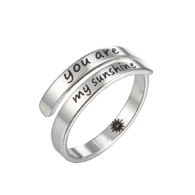 Retro Stainless Steel Letter Open Ring - Fashion Double Layer Design