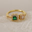 Fashion Geometric Zircon Open Ring - Vintage Gold Plated Copper Design