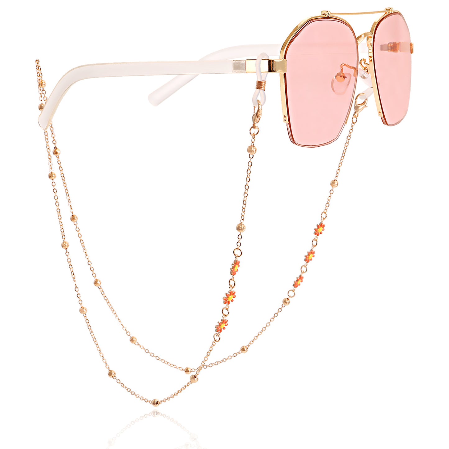 Fashion Colorful Flower Eyeglasses and Mask Chain for Women