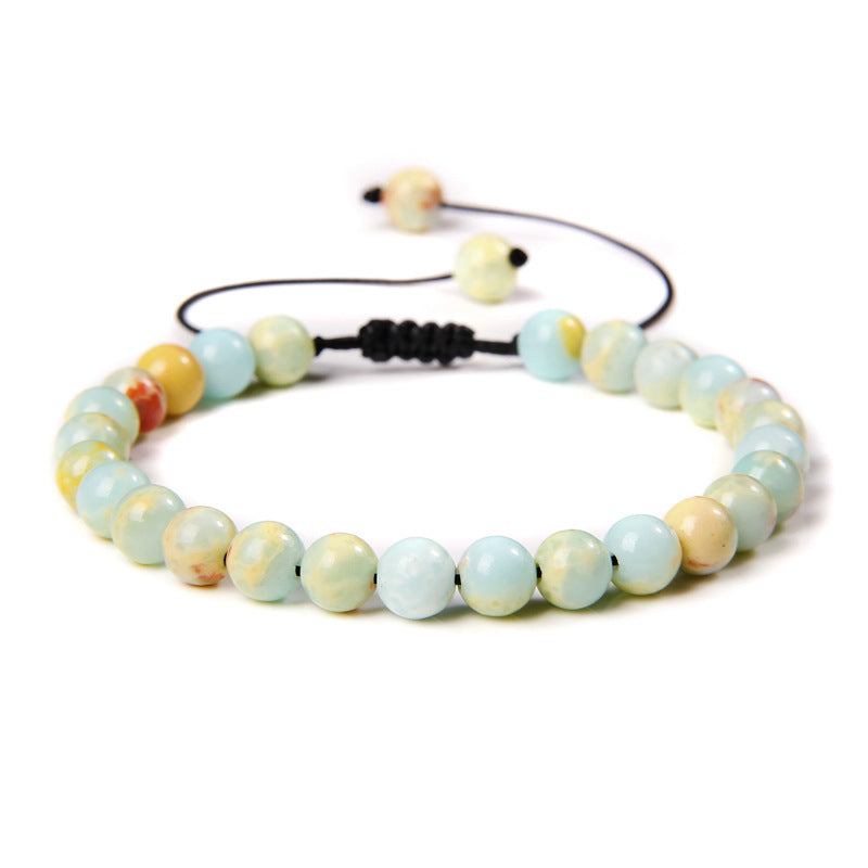 Ethnic Natural Stone Agate Beaded Adjustable Yoga Bracelet