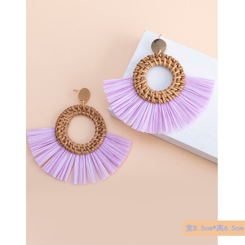 Beach Inspired Rattan Woven Earrings