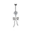 Elegant Bow Knot Belly Ring - 316 Stainless Steel with Rhinestones and Gold Plating