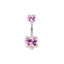 Heart Shape Zircon Inlay Stainless Steel Belly Ring Set