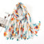 Women's Vintage Bohemian Floral Cotton Linen Print Scarf with Tassels