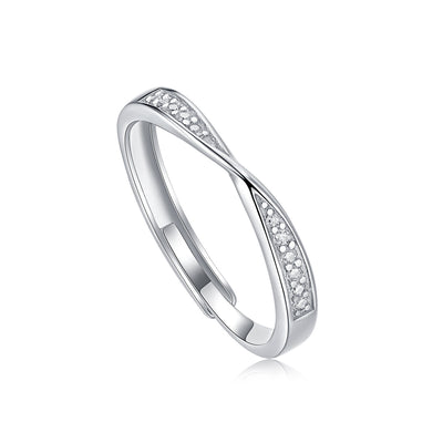 Simple Sterling Silver Moissanite Mobius Couple Rings