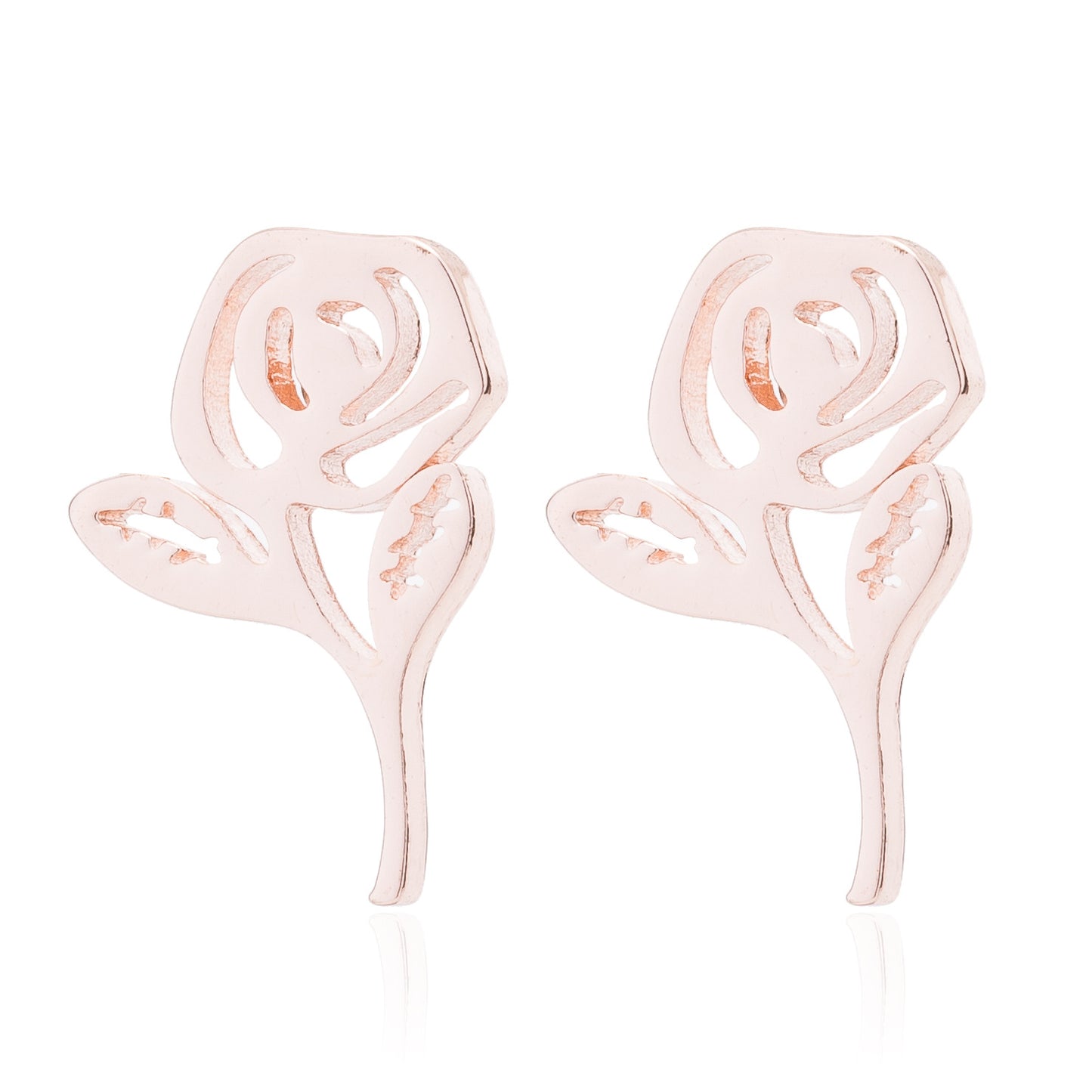 Stainless Steel Geometric Rose & Animal Stud Earrings Set