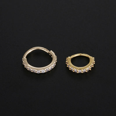 Simple Circle Copper Inlay Zircon Nose and Ear Cuff Ring