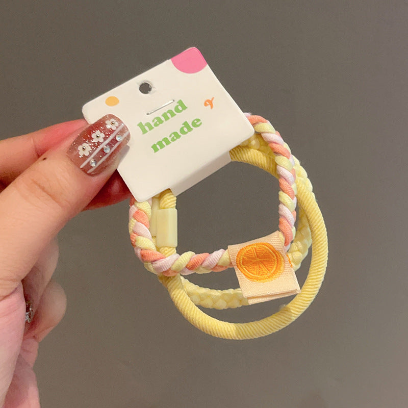 Simple Color Block Hair Tie Set - Three-Piece Elastic Rope Combination