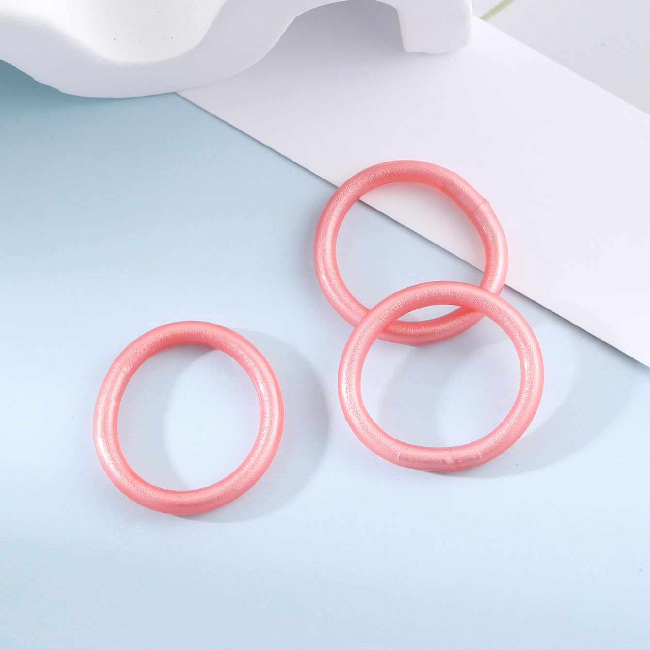 Basic Solid Color Plastic Women's Rings Set with Gold Foil Accents