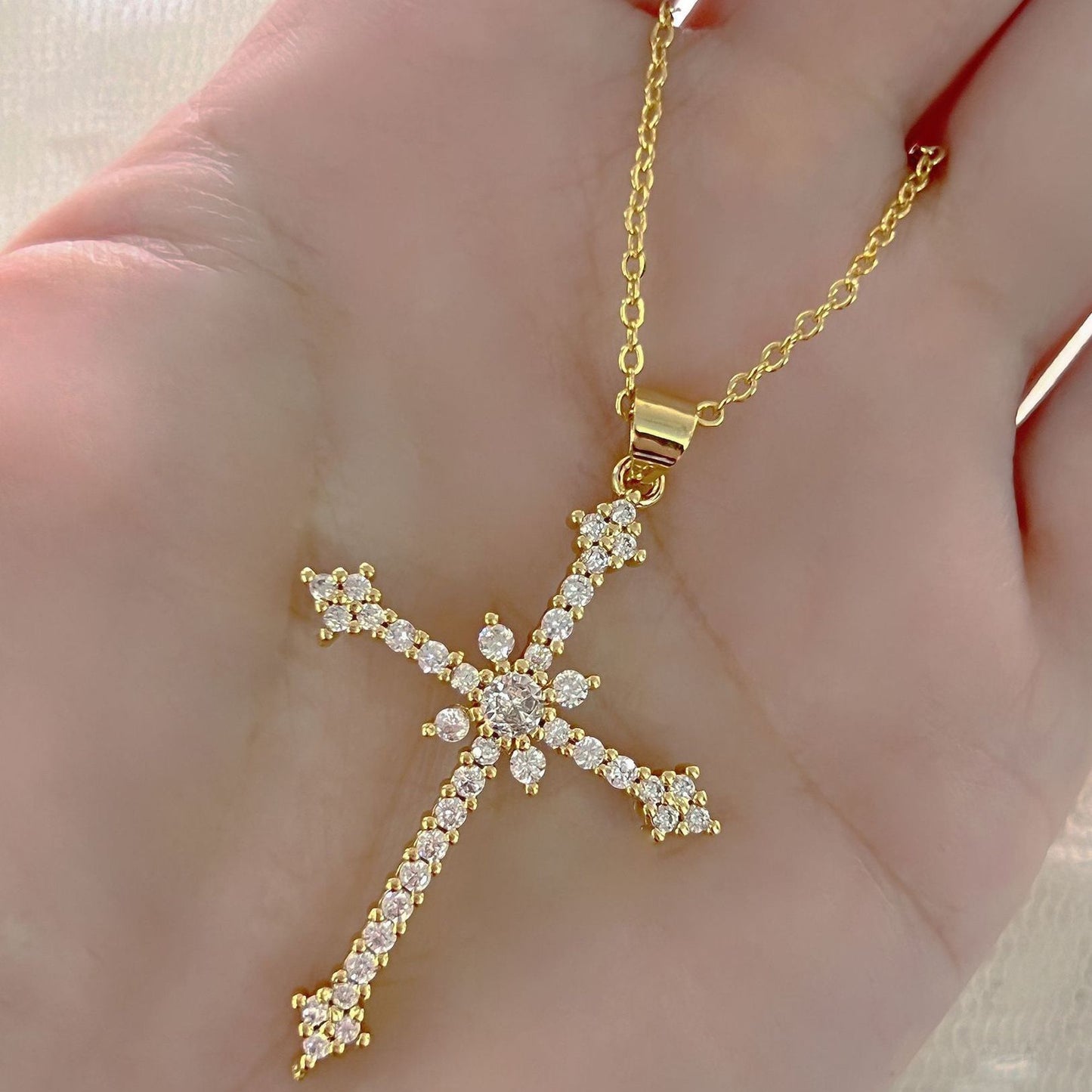 Simple Style Classic Style Cross Alloy Plating Gold Plated Women's Layered Necklaces