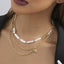 Wholesale Jewelry Retro Roman Style Star Imitation Pearl Iron Layered Plating Three Layer Necklace