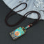 Ethnic Square Alloy Wood Pendant Necklace with Nepalese Thangka Design