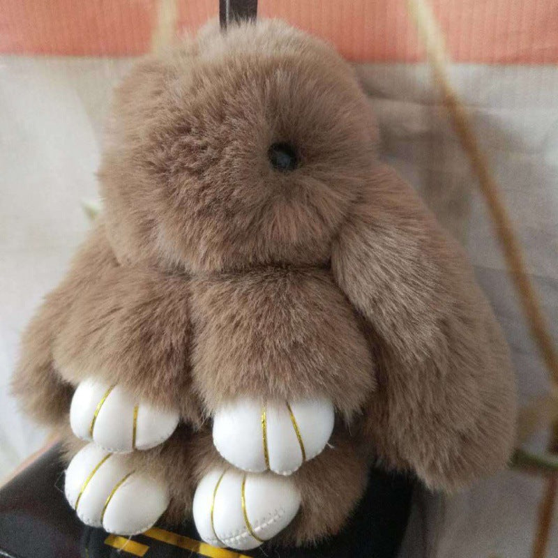 Plush Rabbit Faux Fur Bag and Car Charm Keychain