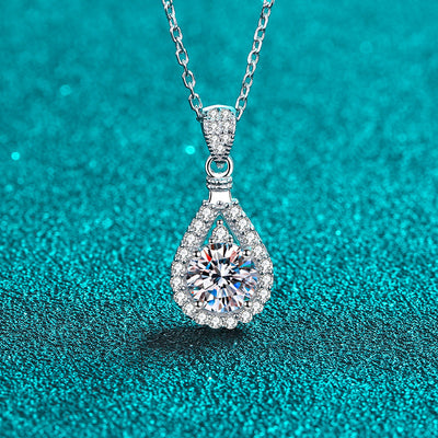 Elegant Water Droplets Sterling Silver Moissanite Zircon Pendant Necklace