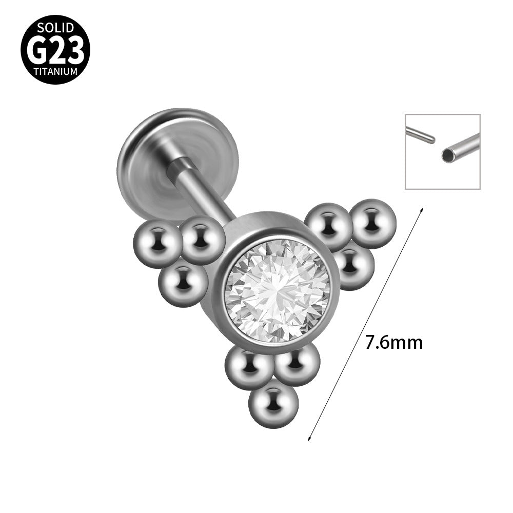G23 Titanium Zirconia Geometric Ear Cartilage and Lip Rings with Dog Paw and Sun Design