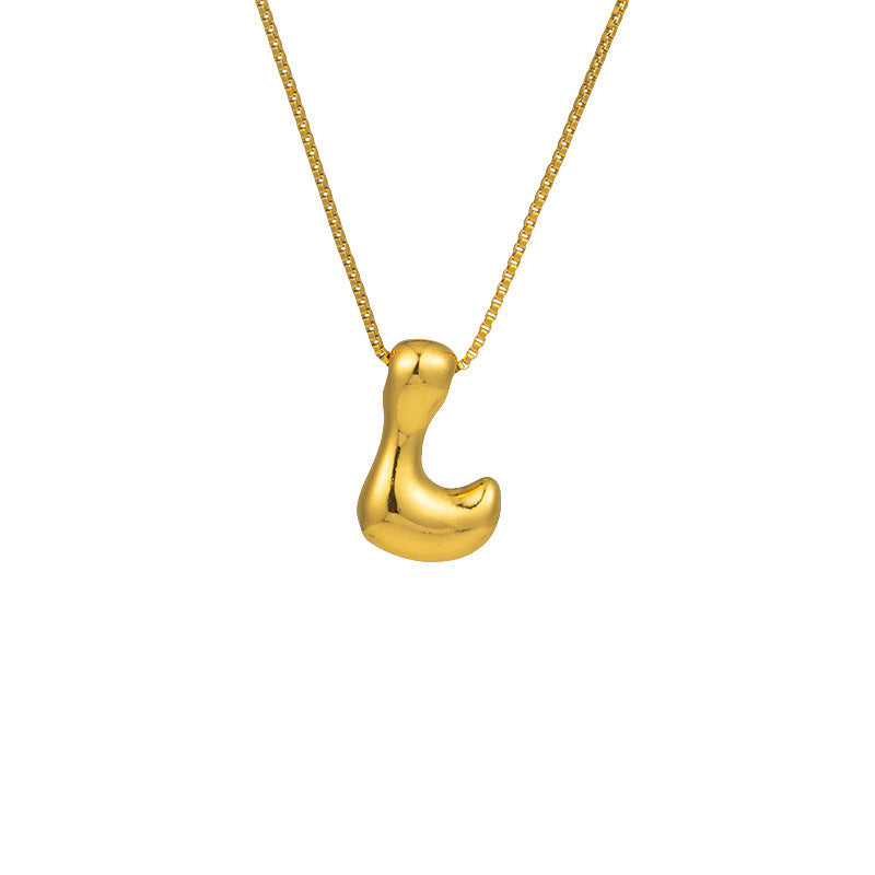 304 Stainless Steel Gold Plated Bubble Letter Necklace