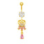 Elegant Heart Belly Ring with Zirconia and Gold Plated Stainless Steel