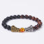 Classic Round Natural Stone Beaded Bracelet with Dragon Head and Matte Tiger Eye Beads