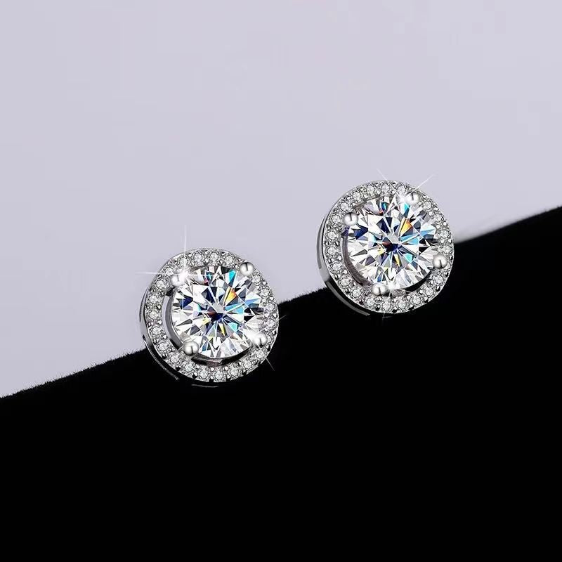 Simple Sterling Silver Moissanite Stud Earrings