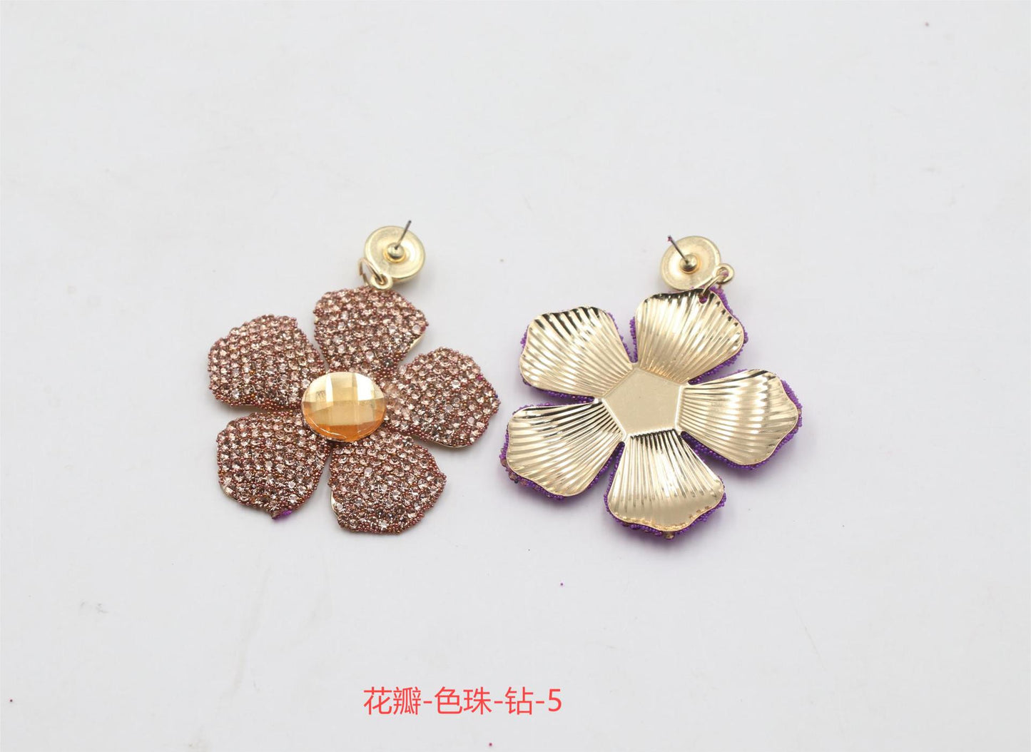 1 Piece Simple Style Classic Style Flower Inlay Iron Rhinestones Drop Earrings