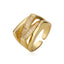 18K Gold Plated Geometric Zircon Open Ring for Women