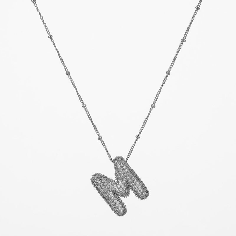 IG Style Minimalist Letter Zircon Pendant Necklace - Gold & Silver Plated