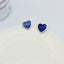 Fashion Heart Shape Alloy Enamel Ear Clips with S925 Silver Needle Blue Heart Stud Earrings