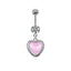 Elegant Heart Shape Butterfly Bow Knot Zircon White Gold Plated Belly Ring