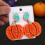 1 Pair Halloween Pumpkin Skull Beaded Drop Earrings